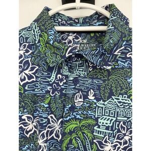 Robbie Whelan Golf Mens Tropical Aloha Print Short Sleeve Polo Shirt Size L